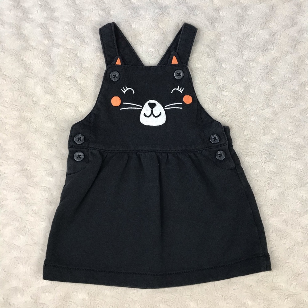 Carter’s Black Kitty Cat Jumper Dress Size 6 Months Orange
